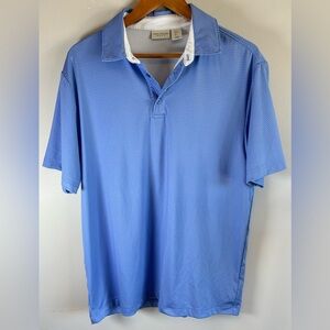 Rorie Whelan Golf Men’s Polo Shirt Sz L Blue Polka Dot Print Stretch Performance